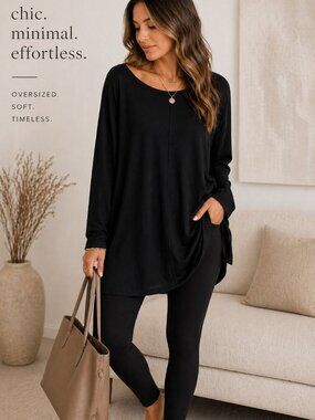 Wilfred Free Black Boat Neck Oversized Tunic Top Size S